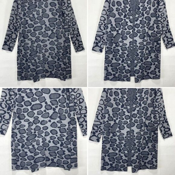 Women’s Cardigan Open Front Size M Gray Leopard Print Knit Pocked Sweet Romeo - Picture 9 of 16